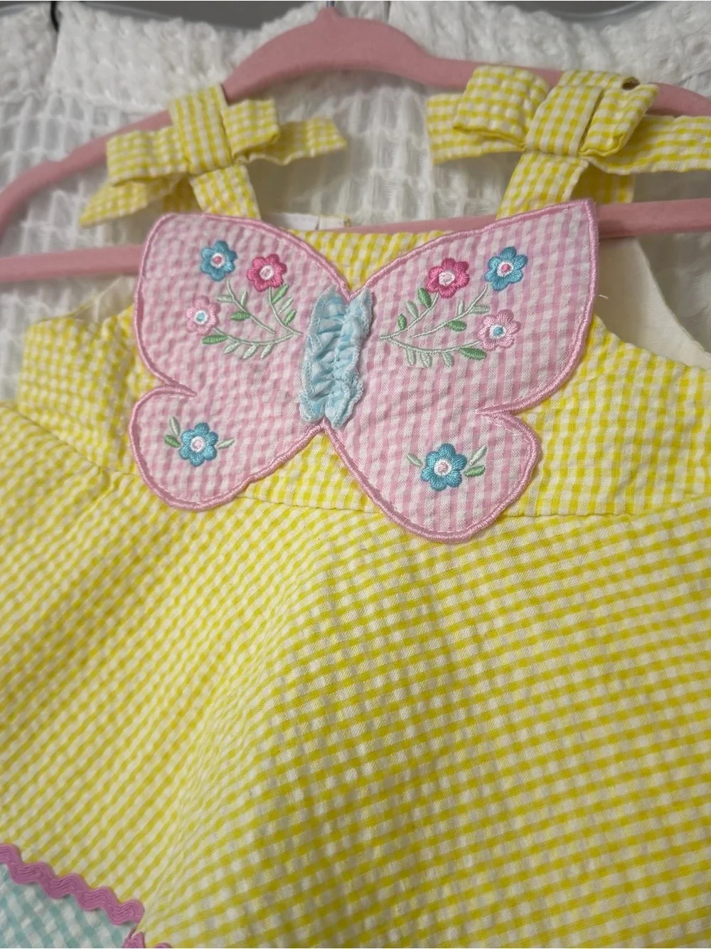 Yellow Gingham Baby Girl Romper